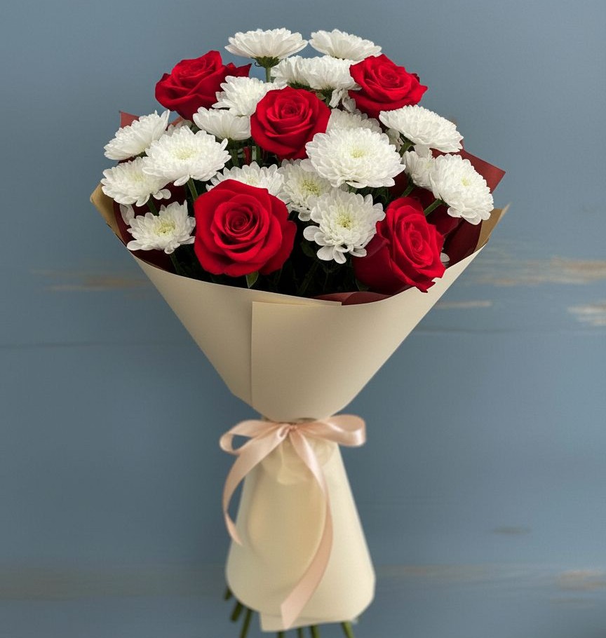 Букет цветов из: Розы и Хризантемы в Глухово