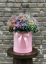 Цветочная композиция из Гипсофила и Розы в шляпной коробке #REPLACE_PRED# Глухово