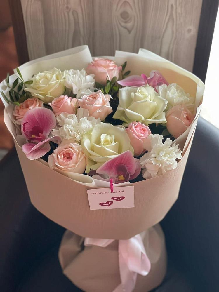 Букет цветов из: Орхидеи, Розы и Гвоздики в Глухово