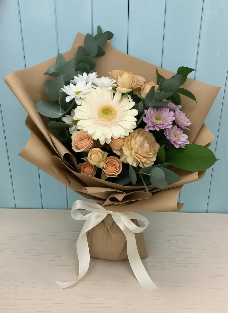 Букет цветов из: Герберы и Хризантемы в Глухово