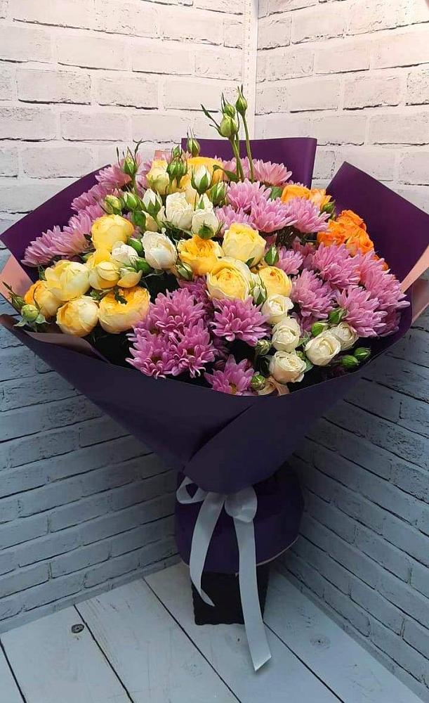 Букет цветов из: Хризантемы и Розы в Глухово