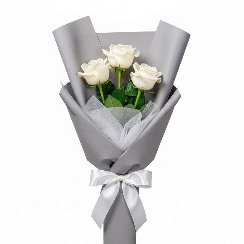 Букет 3 белые розы в Глухово