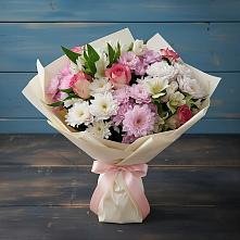Букет цветов из:  Хризантемы, Альстромерии и Розы в Глухово