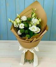 Букет цветов из:  Хризантемы и Лизиантусы в Глухово