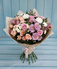 Букет цветов из:  Хризантемы, Розы и Альстромерии в Глухово