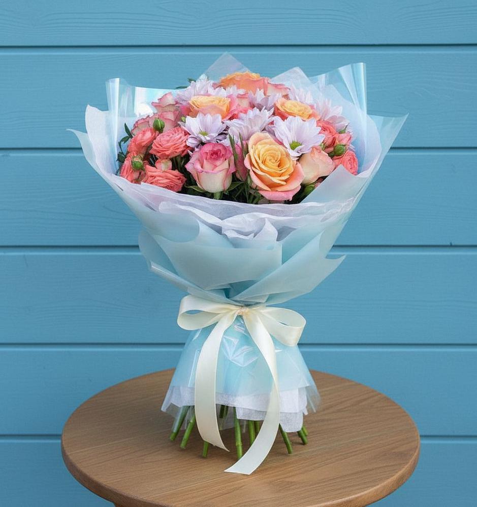 Букет цветов из: Хризантемы и Розы в Глухово