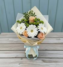 Букет цветов из:  Герберы, Розы и Хризантемы в Глухово