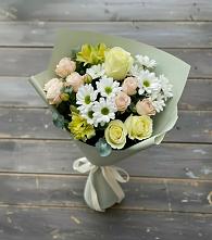 Букет цветов из:  Альстромерии, Розы и Хризантемы в Глухово