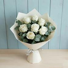 Букет Белые розы в Эвкалипте в Глухово