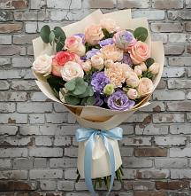Букет цветов из:  Розы, Лизиантусы и Гвоздики в Глухово